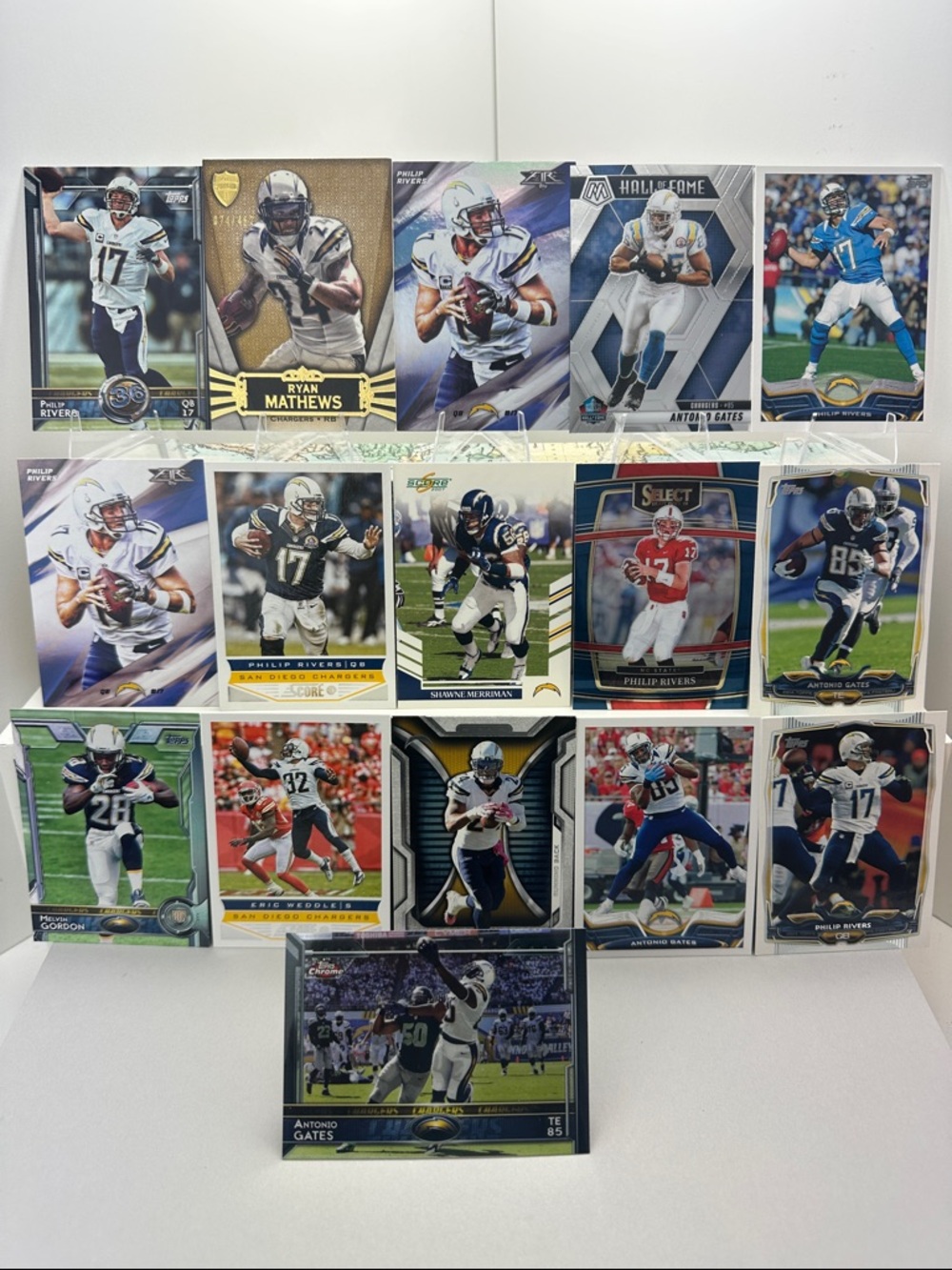 Phillip Rivers/Antonio Gates w/ Ryan Mathews /462 in Chargers stars lot of 16